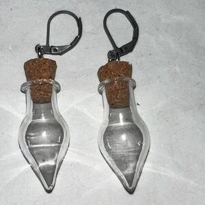 🍄Mini Glass Pointed Bottles Cork Lids Earrings Jewelry Decoration Accessories